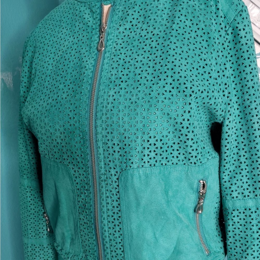 Kenneth Cole NY Cutout Green Bomber Jacket Size M